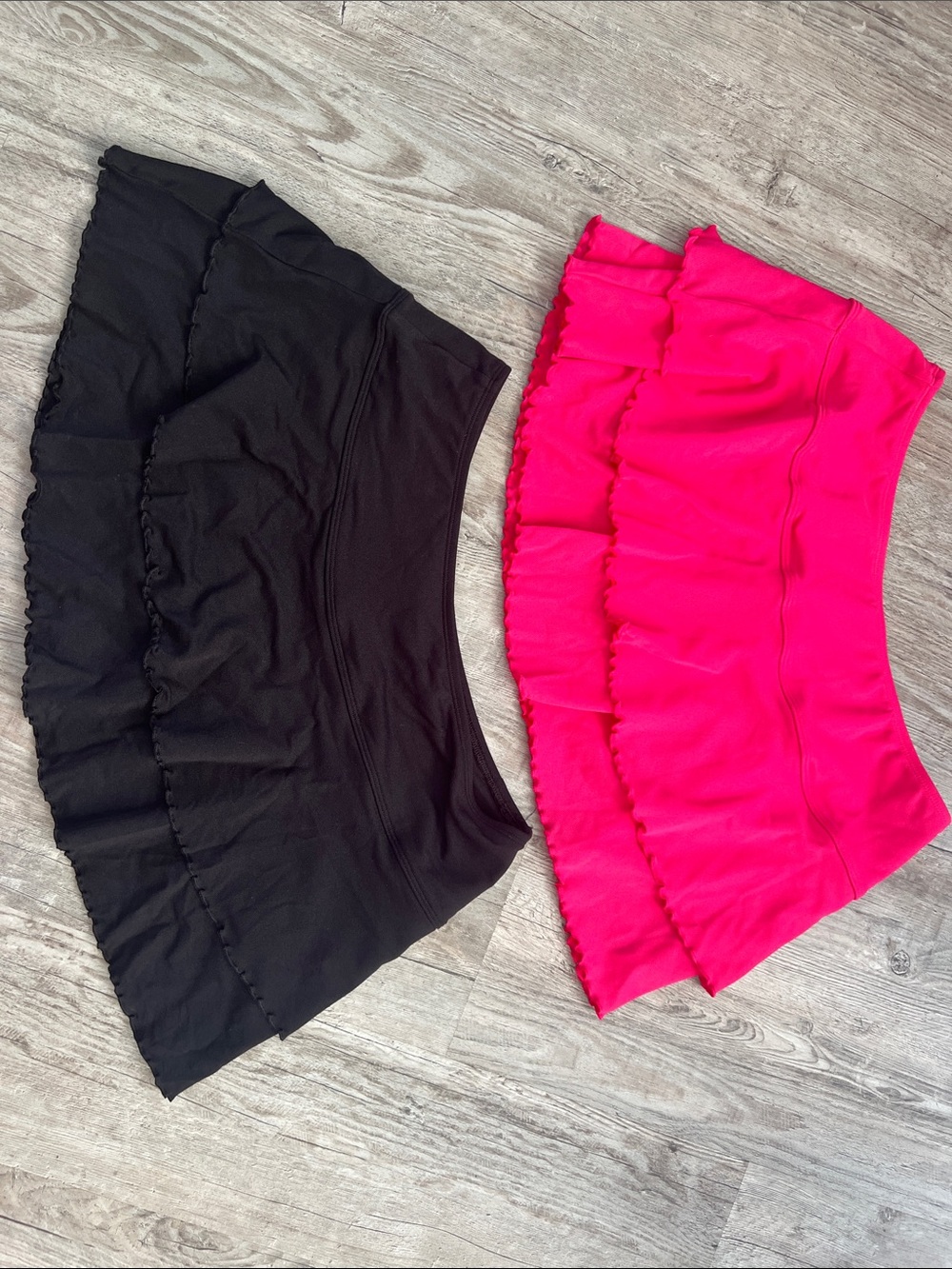 Women’s Ruffled Swim Mini Skirt - Black and Hot Pink